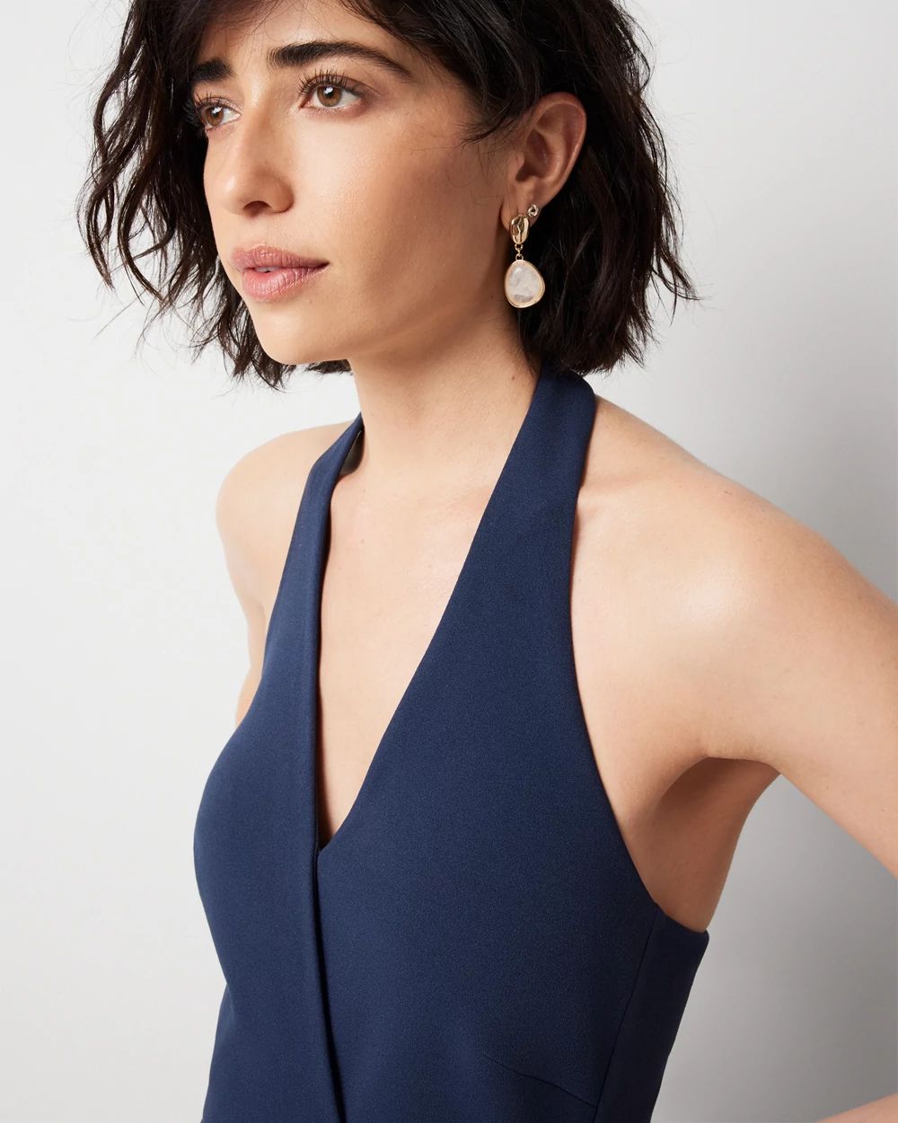 トップス THE SHISHIKUI HALTER/NAVY WHBM_Side Tie Halter